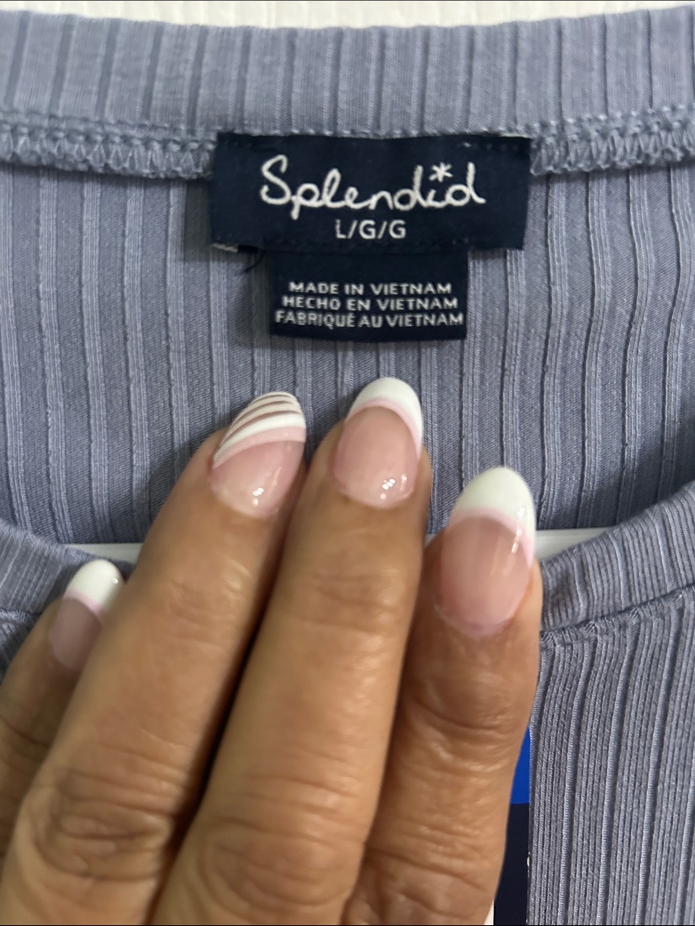 Splendid Ribbed Crewneck Tee in Slate Blue - Picture 3 of 9